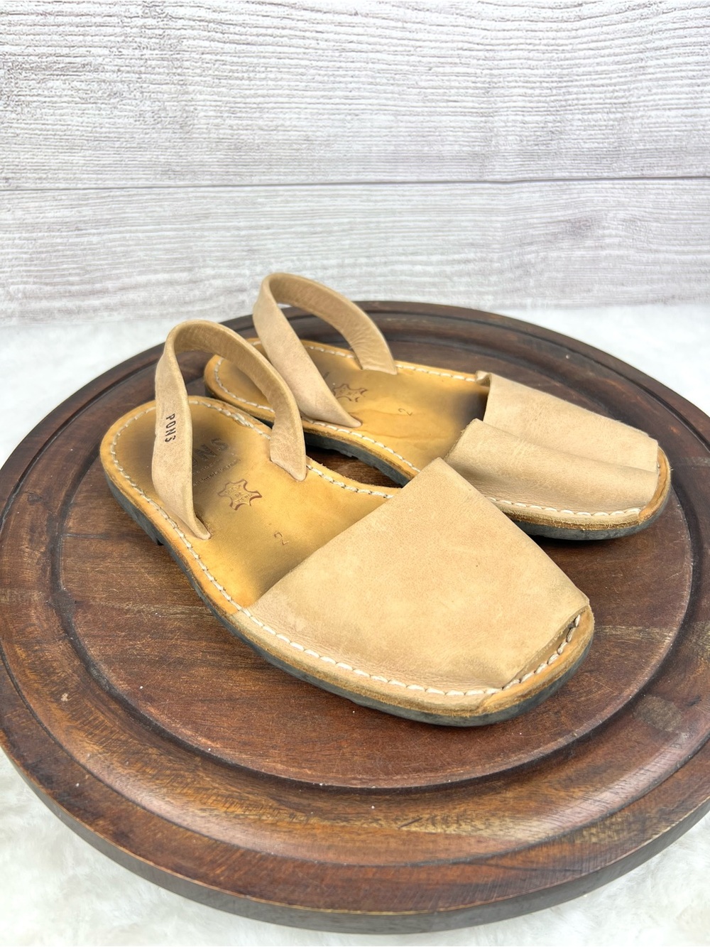 PONS Avarca Menorea Sandals Kids Size 2 Leather Classic Ankle Strap Open Toe